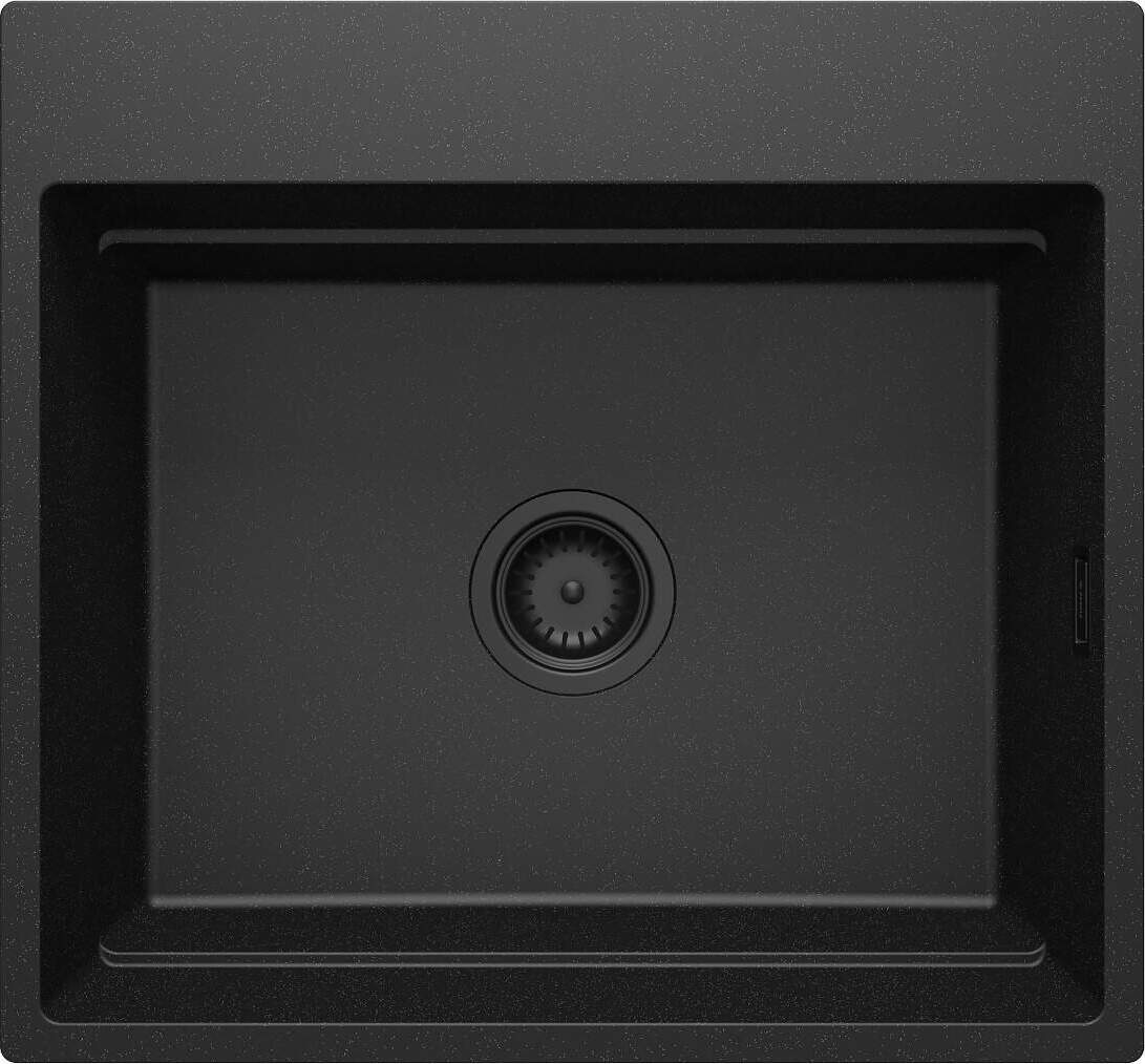Magnetischer Spülbecken aus Granit, 1-fach, Anthrazitfarben, 560x520 mm, zum Unterbau, robust, ideal für kleine Küchen