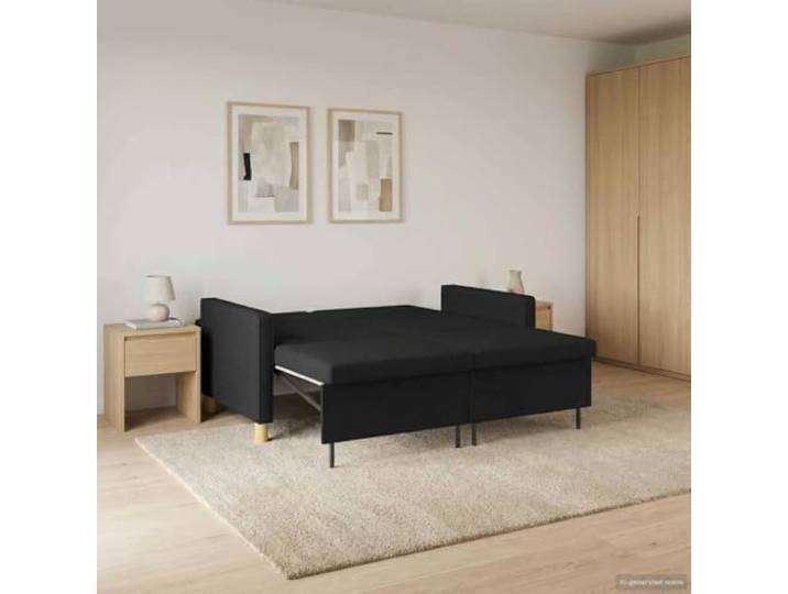 ZQQLVOO Schlafsofa Ausziehbar Schwarz Stoff Verstellbare Rueckenlehne, Klappbare Beine, Platzsparend, Fuer Wohnzimmer Und Gaestezimmer