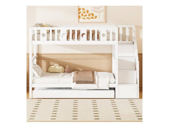 LuxusKollektion Etagenbett Kinder Etagenbett Ausziehbett Weiß (1-St)
