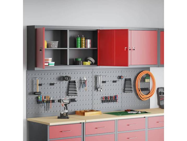 vidaXL Werkzeugschrank-Set 6 Stk. Rot Pulverbeschichteter Stahl