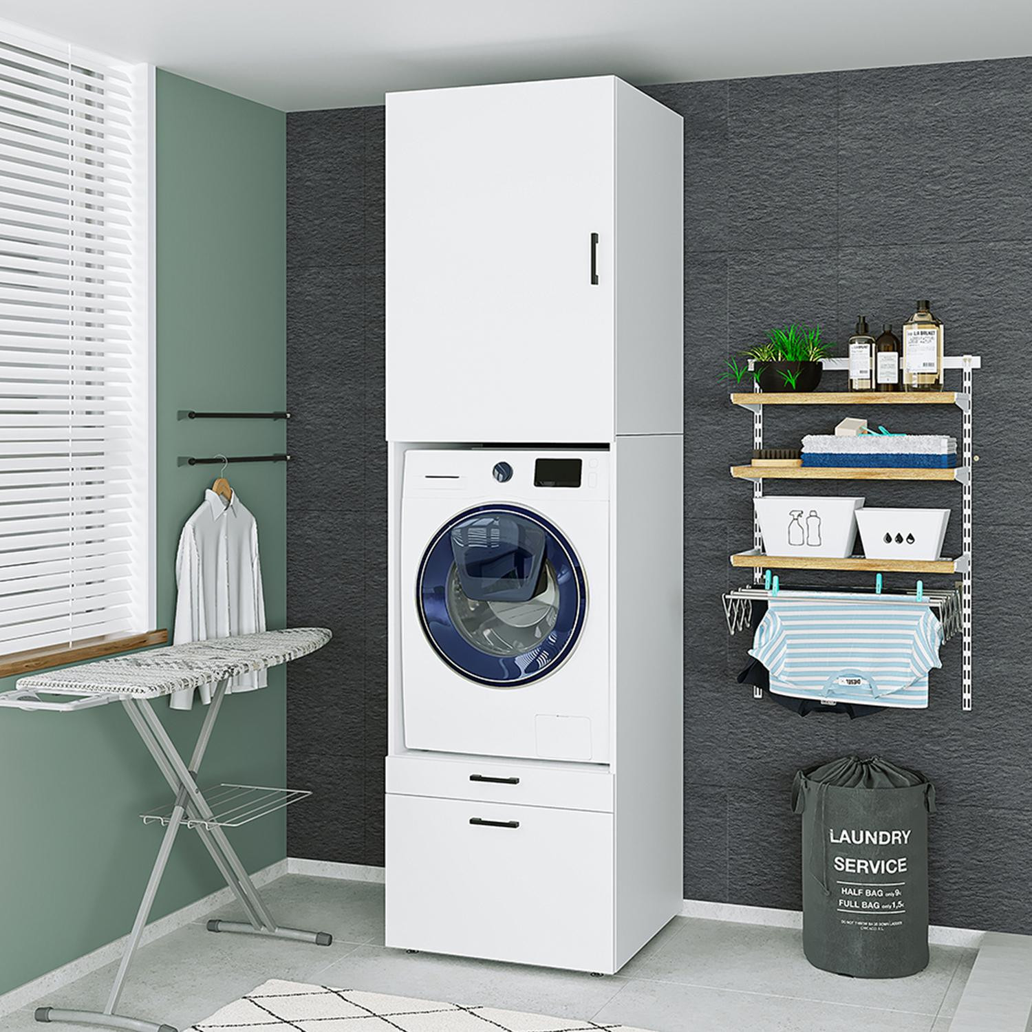 Roomart SERIE 2 wasmachinemeubel voor de badkamer, wit