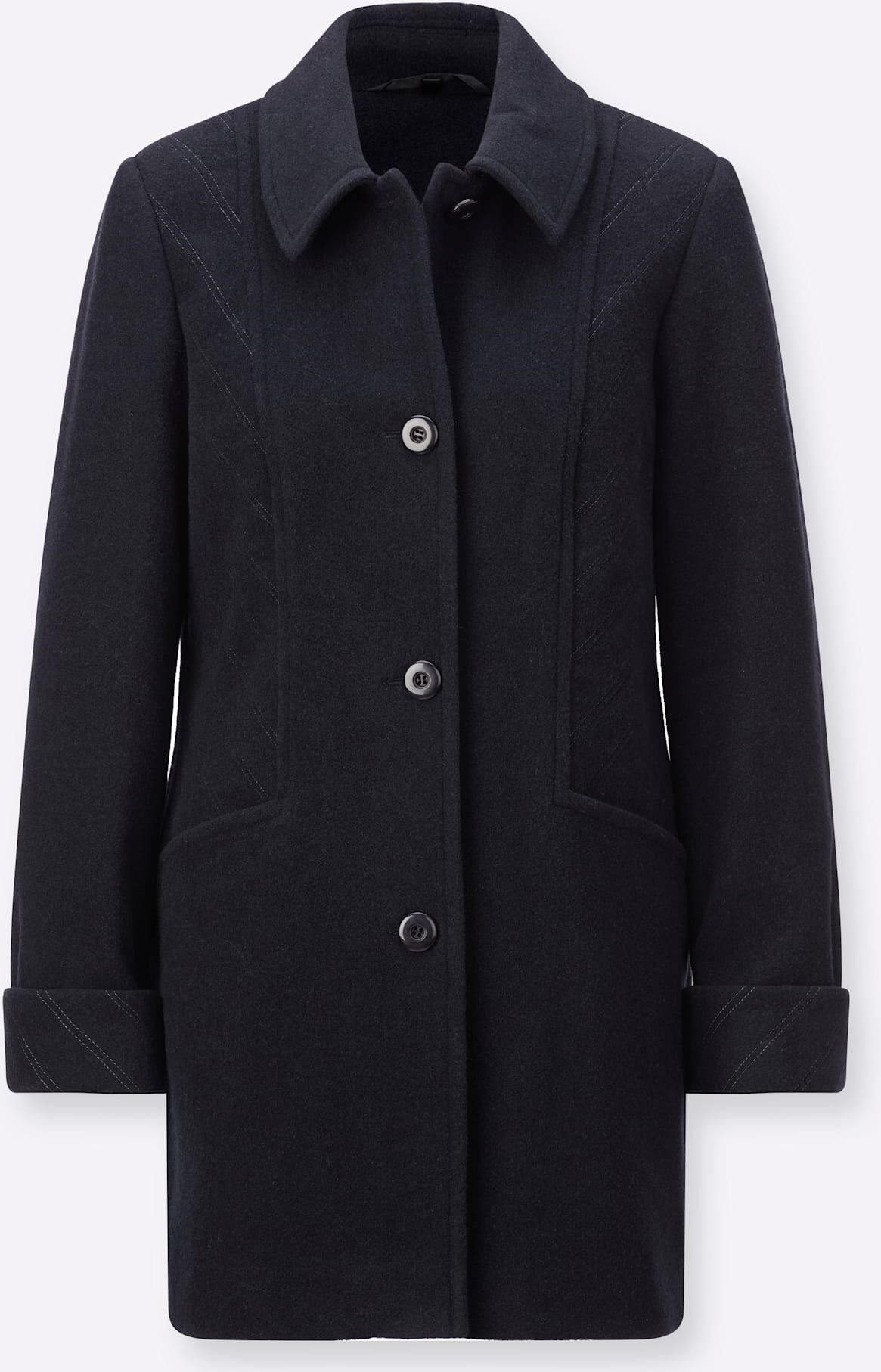 Wolljacke CLASSIC, Damen, Gr. 48, blau (marine), 60% Wolle, 30% Polyester, 10% Kaschmir, unifarben, Jacken Wolljacke marine 48