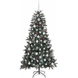 vidaXL, Weihnachtsbaum, Freya (mit LEDs und Silberkugeln) (180 cm)