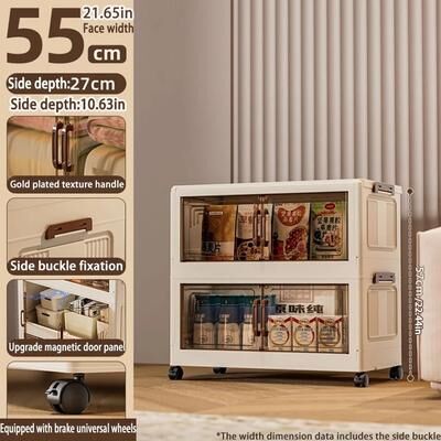 Uplift Picks Foldable Storage Cabinet Large Capacity Dustproof Wardrobe Organizer 55 Cm 2 Layers