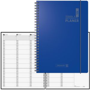 Brunnen Lehrerkalender 1075761307, blau, Schuljahr 2026/2027, A4, mit Softcover, Ringbindung & Gummiband, 1 Woche = 2 Seiten