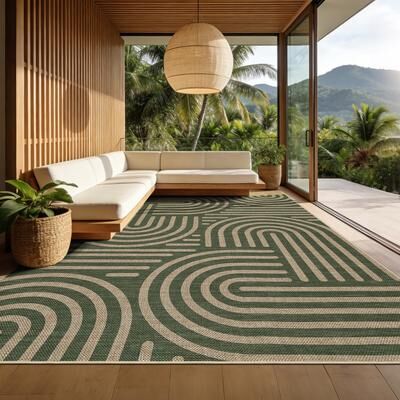 Garvee Modern Circles Easy Jute Area Rug