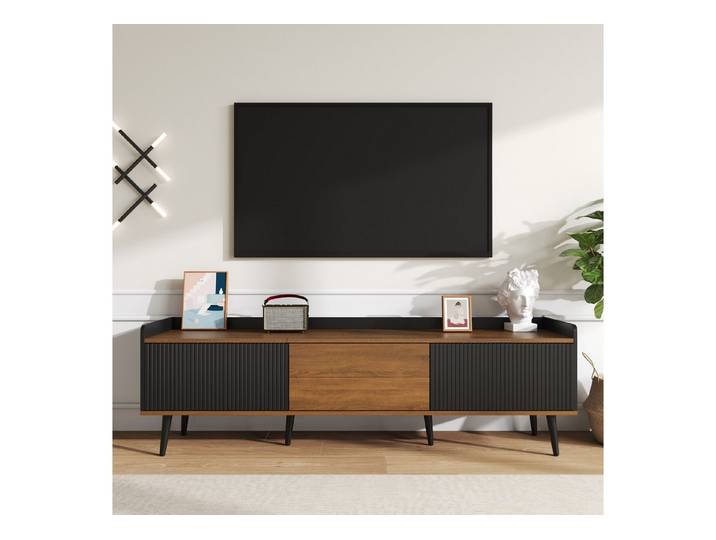 muvano TV-Schrank TV-Schrank 160 cm Lowboard mit 3 Türen und Stauraum für Wohnzimmer