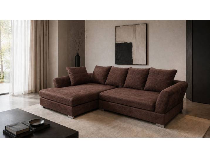 Kaiser Möbel Ecksofa in L-Form aus Gobi Stoff, ANNA, Einzelsofa, Große L-Form,Pflegeleichter Gobi-Stoff,Nutzfläche ca. 242 × 83 cm