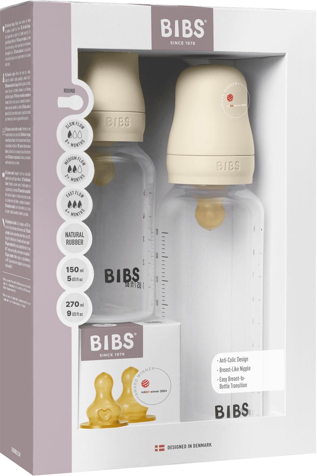 Babyflasche "Bibs Grow & Flow Set Latex 150 ml / 270 ml", Baby, weiss (ivory), Trinkflaschen Babyflasche ivory Einheitsgröße
