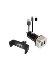 Ultron RealPower Auto Zigarettenanzünder 1 m Schwarz Silber 2xUSB-A 2.4A Schwartz/Silver (168182)