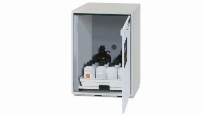 Säuren- und Laugen-Unterbauschrank asecos SL-CLASSIC-UB, Flügeltür, Anschlag rechts, Front Lichtgrau, B 590 x T 570 x H 800 mm