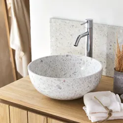 Rundes Waschbecken Elea aus Premium-Terrazzo in Moon