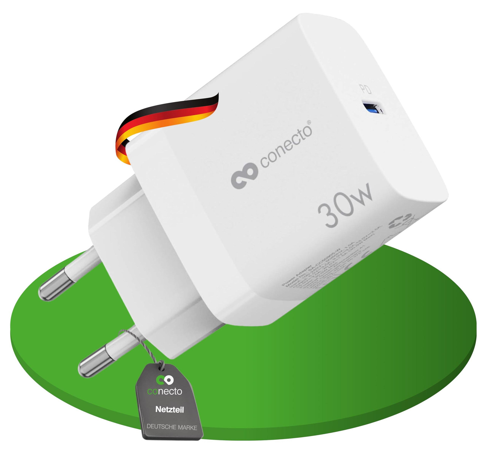 Conecto USB-C netadapter 30W PD snellader wit