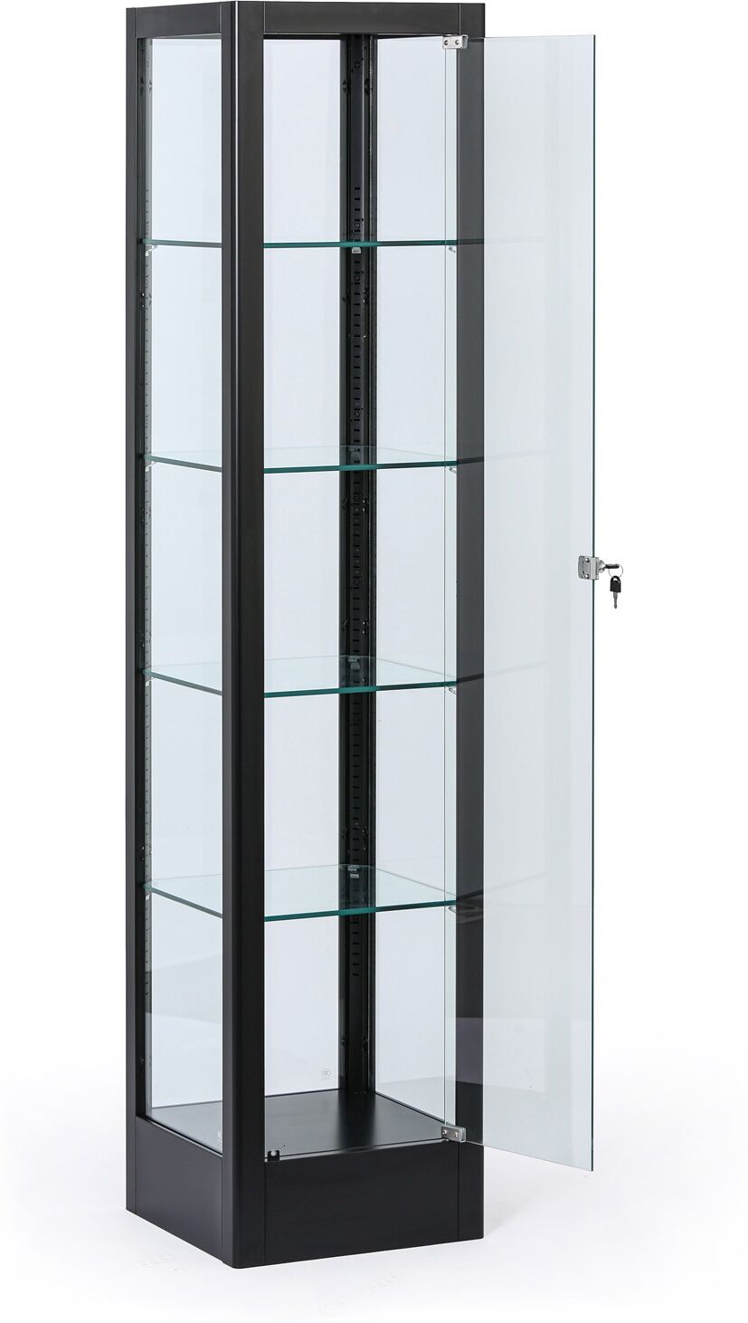 B2B Partner Glasvitrine, 1800 × 400 × 400 mm, schwarz