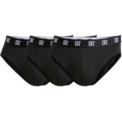 CR7 Herren Slips, 3er Pack - Briefs, Logobund, Stretch Cotton Schwarz / L