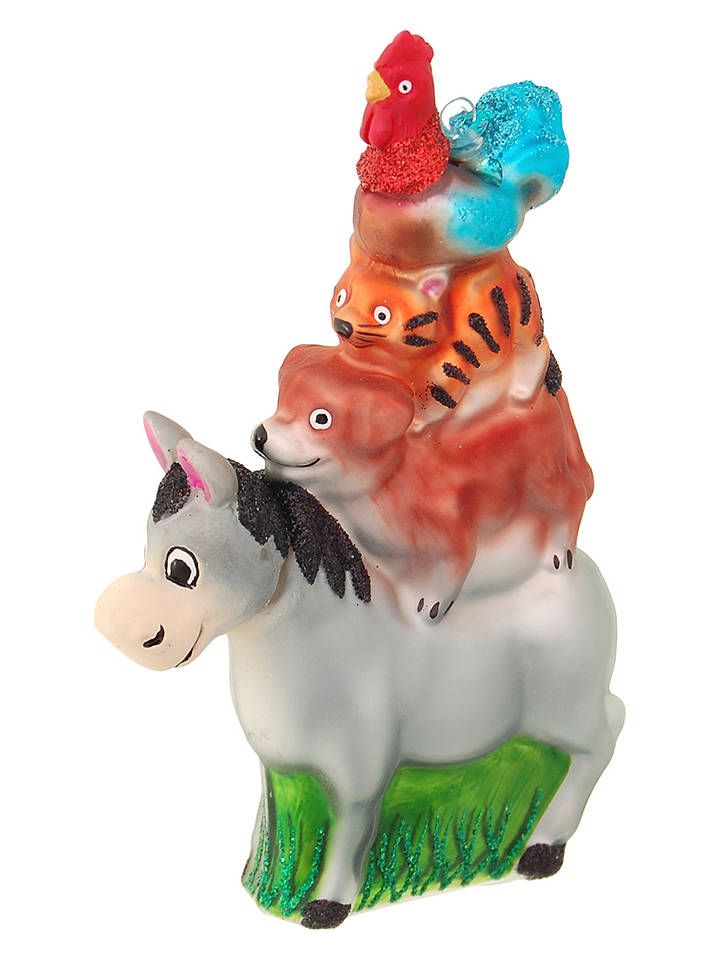Krebs Glas Lauscha Christbaumornament "Bremer Stadtmusikanten" in Bunt - (L)11 cm - onesize