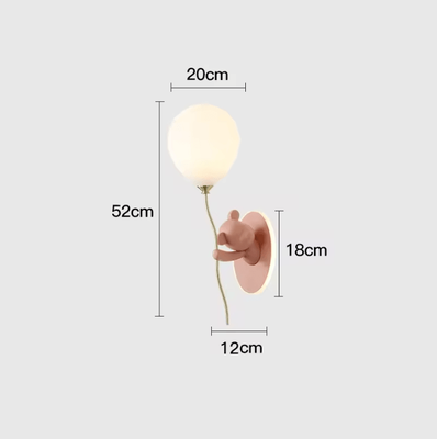 Inspire Curations Cute Bear Balloon Wall Lamp For Kids Room bpink Right warm Light