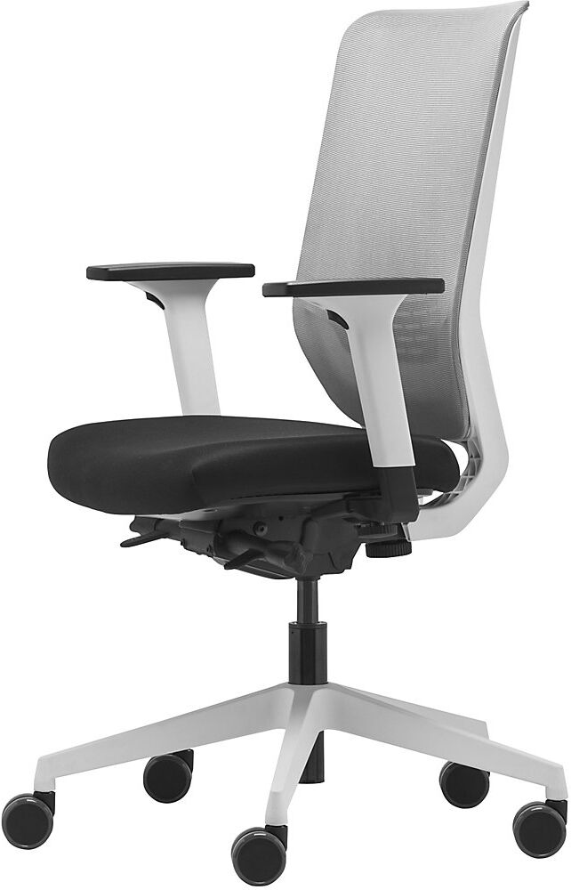 Bürostuhl TO-SYNC PRO, mit Armlehnen und Unirollen, weiß / grau / schwarz Dauphin