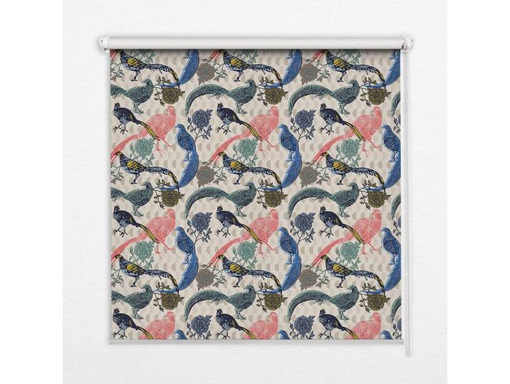 Tulup Innenrollo - Fensterrollo - Rollo - 100x180 cm - Bunte Pfauen, Blau, Kunststoff, Rechteckig, 100x180x0.5 cm, Heimtextilien, Vorhänge, Rollos