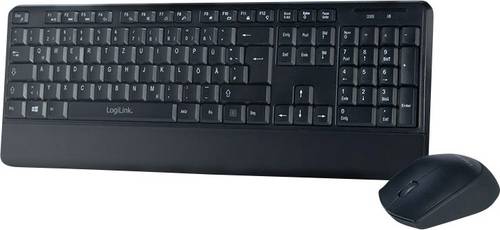 LogiLink ID0161 Funk Tastatur, Maus-Set Deutsch, QWERTZ Schwarz