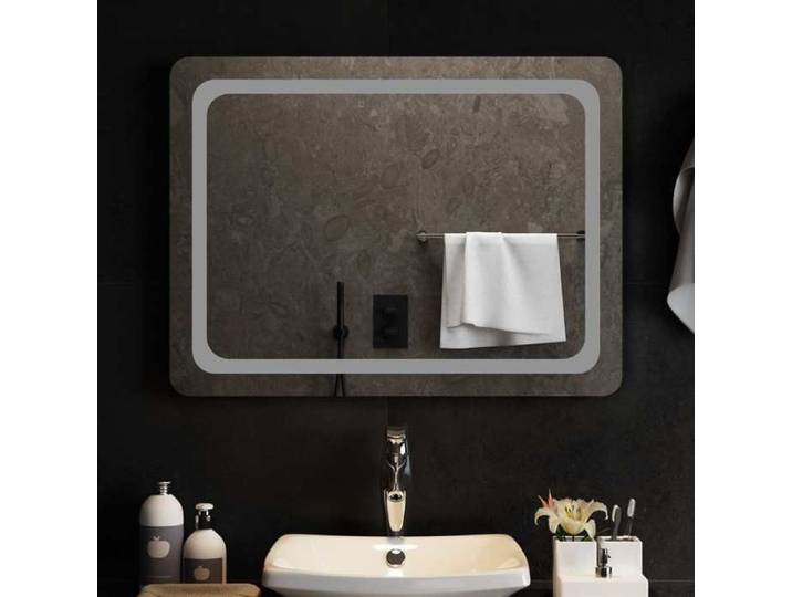 Moderne Miroir de salle de bain LED - Transparent - 80x60 cm - verre trempé - Accessoire salle de bain @FR 5941