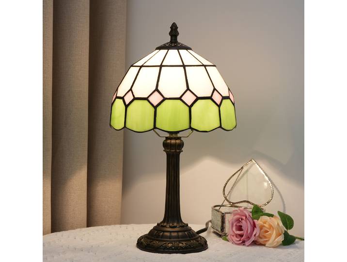 Lampe de Table minimaliste moderne 8 pouces série méditerranéenne abat-jour en vitrail petite lampe de chevet lecture lampe de bureau Antique