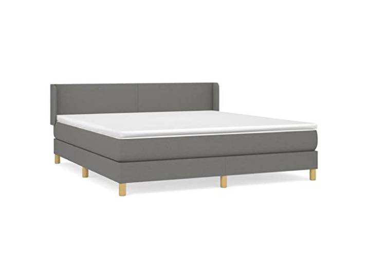 PUGYNBK Boxspringbett mit Matratze, Stoff, dunkelgrau, 160 x 200 cm Verstellbares Kopfteil, Taschenfederkerne, mittlere Festigkeit, atmungsaktives Gewebe