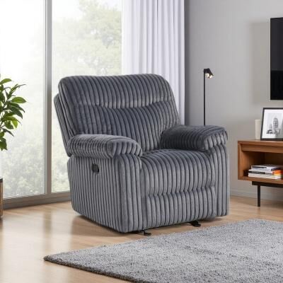 VIVIADORE Oversized Rocker Recliner Chair with Corduroy Velvet Upholstery, Chaise Pad-Over Design, Plush Armrests