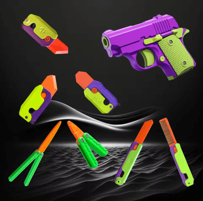 Inspire Picks 3D Printed Carrot Gravity Fidget Toy Knife Butterfly Folding Stress Relief Toy 3pcs a1b1c1