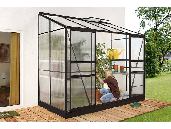 Vitavia Anlehngewächshaus Ida 3300 Schwarz 2.55 × 1.32 × 2.22 m