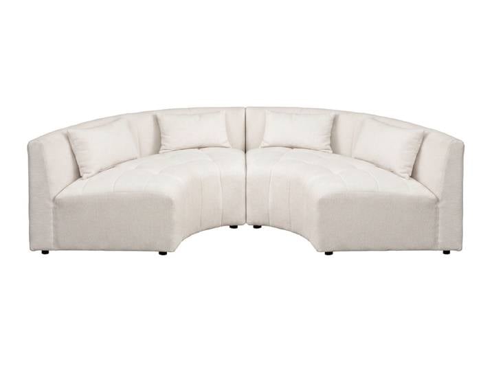 Essen 2x Geschwungenes Ecksofa - Chenille – Elfenbeinweiß