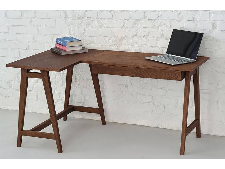 Eckschreibtisch Toeke 135cm Ausrichtung links Braun/Esche Dunkel