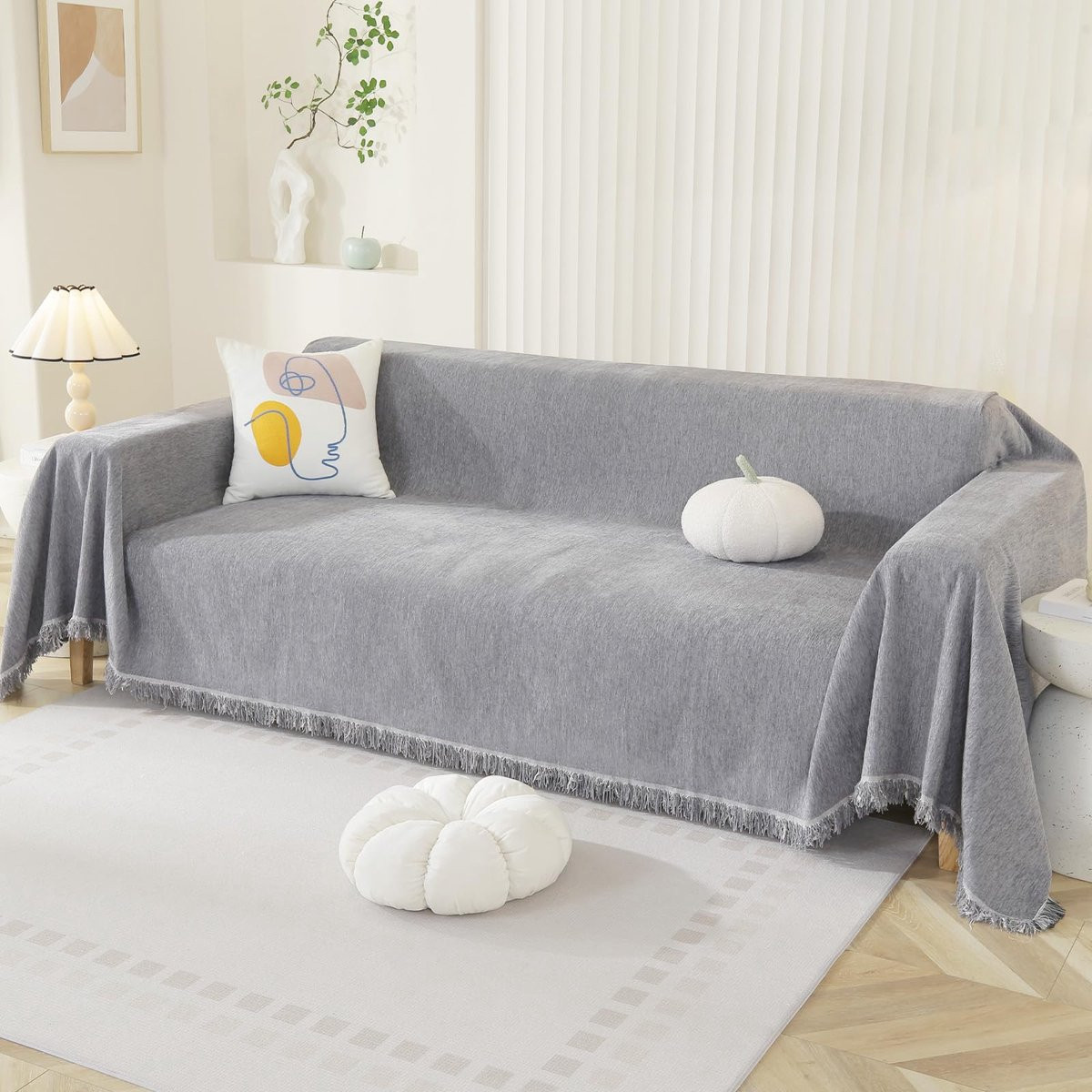 Unyqoos Stijlvolle Chenille Bankhoes met Decoratieve Kwastjes voor de Bank