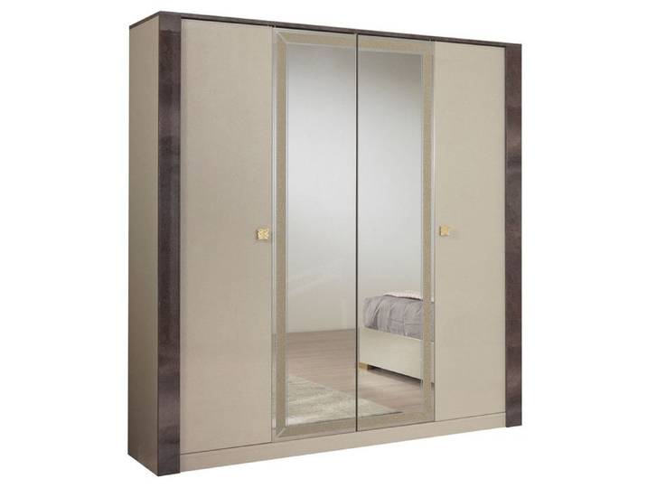 PANACA - Armoire 4 Portes Coloris Crème et Bronze