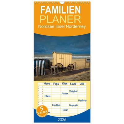 Familienplaner 2026 - Nordsee Insel Norderney mit 5 Spalten (Wandkalender, 21 x 45 cm) CALVENDO