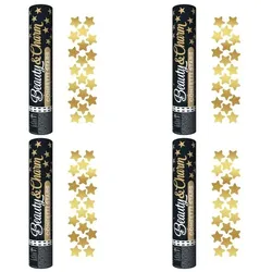 4 Konfettikanonen gold Sterne 30 cm