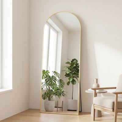 Fusion Finds Full Length Mirror Floor Mirror With Aluminum Frame & Stand For Bedroom gold arched