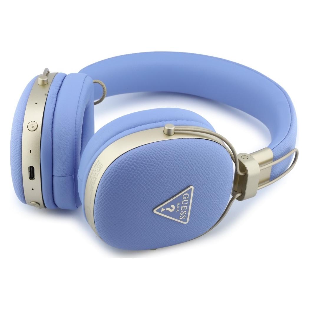 Guess PU Grained Triangle Gold Metal Logo ENC Wireless Headphone - blue (Kabellos) (GUBHP72PGTCSB)