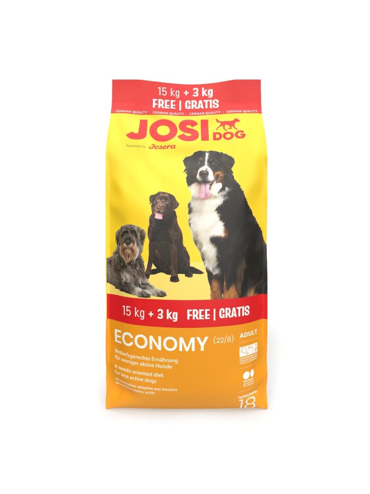 JOSERA JosiDog Economy - Trockenfutter für Hunde - 15kg + 3kg