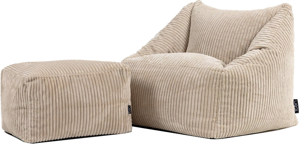 icon Natalia Kinderzitzak met Poef - Ribfluweel en Corduroy - Beige