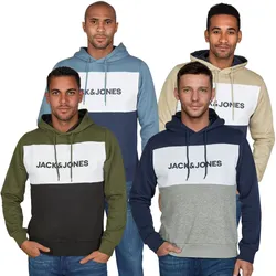 Jack & Jones Hoodie Herren mit Druck JWHLOGO BLOCKING Regular Fit - Crockery - 4XL