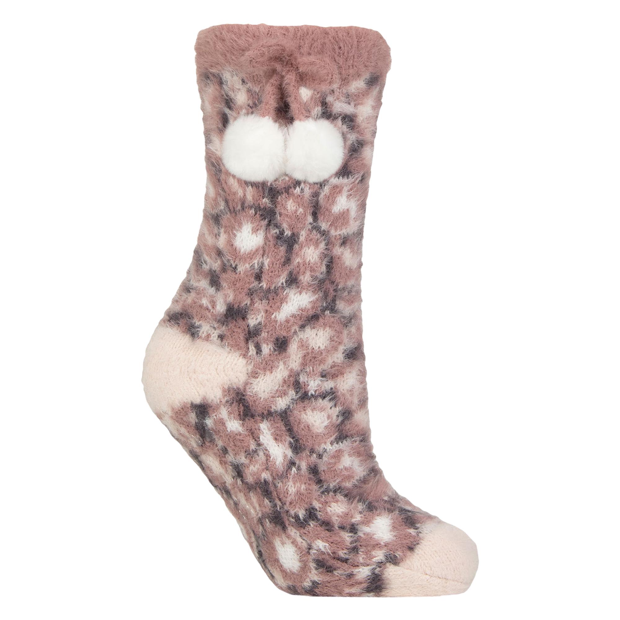 1 Paar Dames Sherpa Gevoerde Grip Sokken - Warme Fluffy Gezellige Antislip Comfort