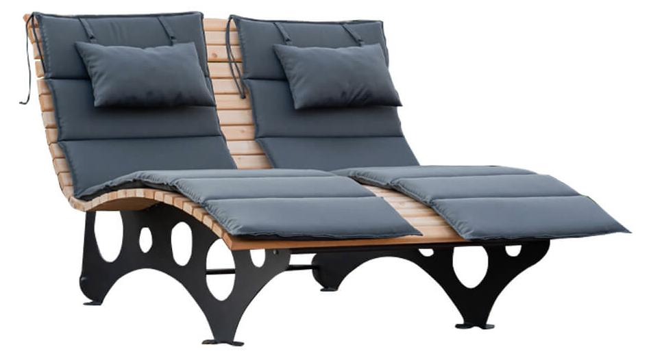 HOME DELUXE - Wellenholzliege TAIGA inkl. 2x Auflage- Waldsofa Schwungliege Relaxliege