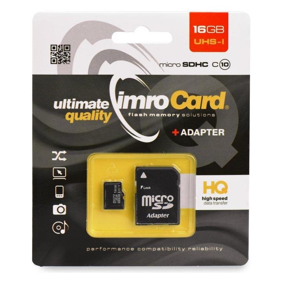 IMRO 10/16G UHS-I ADP Speicherkarte MicroSDHC Klasse 10 (16 GB, microSDHC, U1, UHS-I) (10/16G UHS-I ADP)