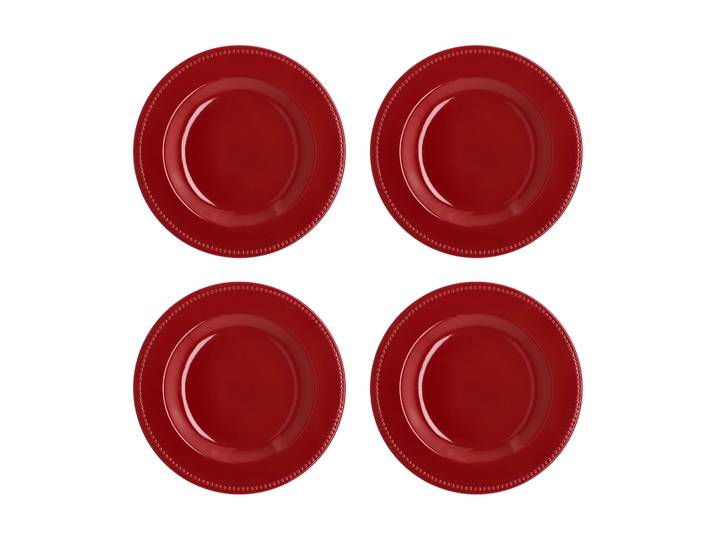 Scandi Living Assiette Dots 28cm Lot de 4 Rouge
