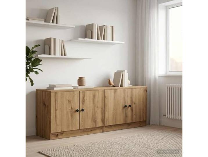 KTHLBRH Schrank Eiche Handwerk 66 x 35 x 48 cm 2 Stück Holztechnik, Türen mit Griffen, modulares Design, leicht zu reinigen, für Hochbett