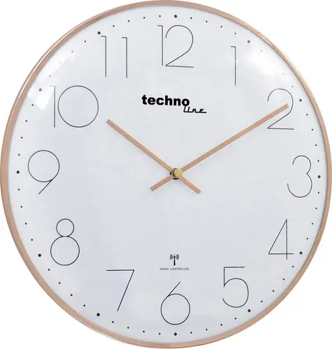 Techno Line WT 8235 gold optik Funk Wanduhr 35 cm x 25 mm Roségold