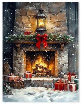 Inspired Finds Vintage Red Truck Christmas Canvas Wall Art Nordic Winter Scene With Reindeer Decor 11.81x15.75in hearthside Holiday Glow