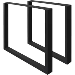 ECD Germany Tischbeine 2er Set 60x72 cm Schwarz | Vierkantprofil Stahl, pulverbeschichtet, Industrial Tischkufen Esstisch DIY
