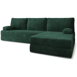 ECKSOFA ANKO modulares Boneless Sofa mit Schlaffunktion Grün Kordstoff